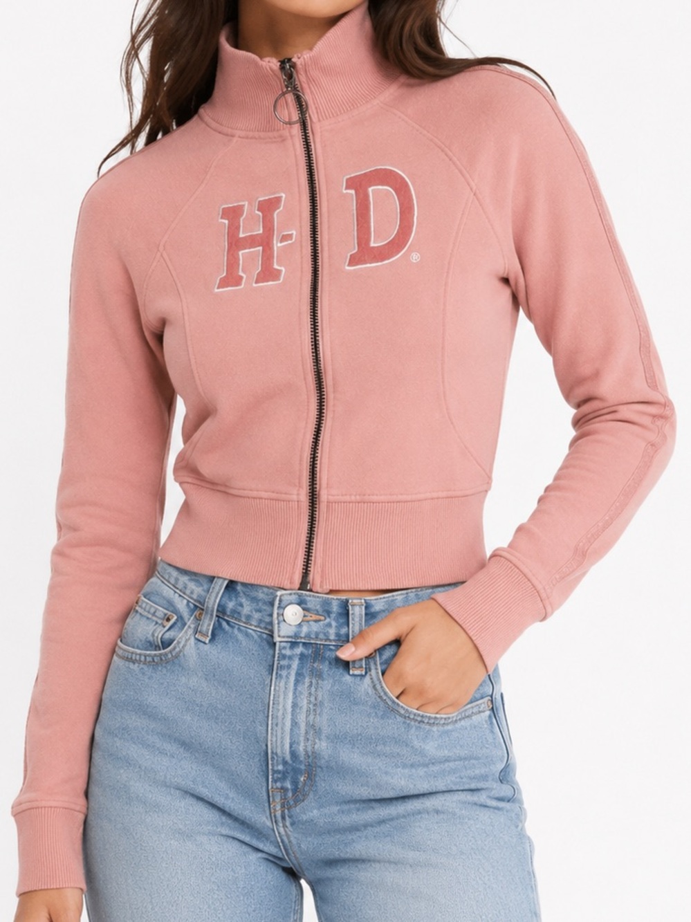 Harley-Davidson Dusty Rose Baby Pink Zip-Up Jacket XS